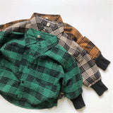 Toddler Boy Pocket Plaid Lapels Shirt