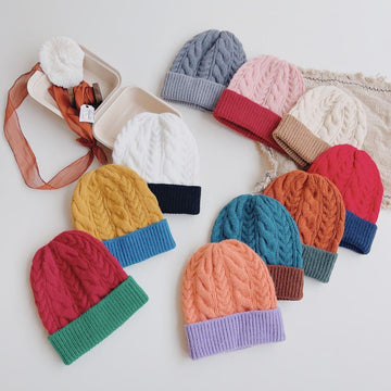 Baby Color Block Knitted Casual Beanie