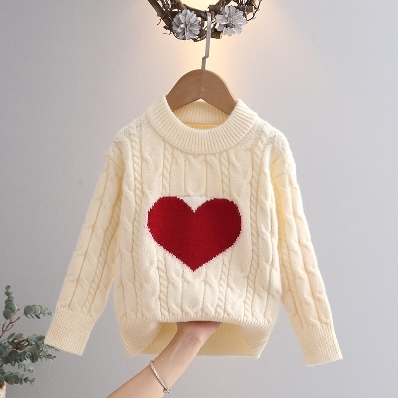 Toddler Heart Knitted Loose Thick Sweater