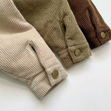 Toddler Solid Color Fleece Lined Corduroy Button Coat
