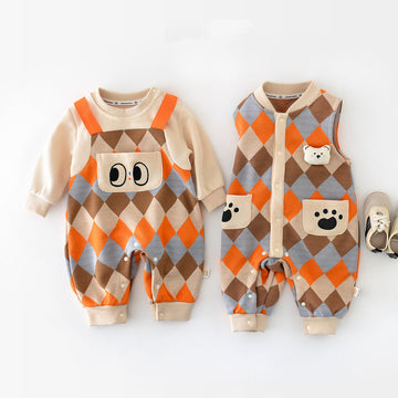 Baby Bear Plaid Pocket Romper