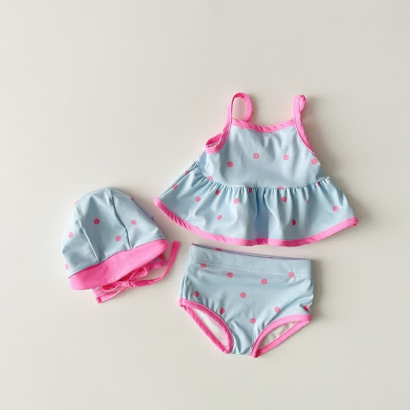 Toddler Girl Polka Dot 3 Pieces Swimsuit