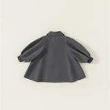 Toddler Girl Lapels Puff Sleeves Simple Coat