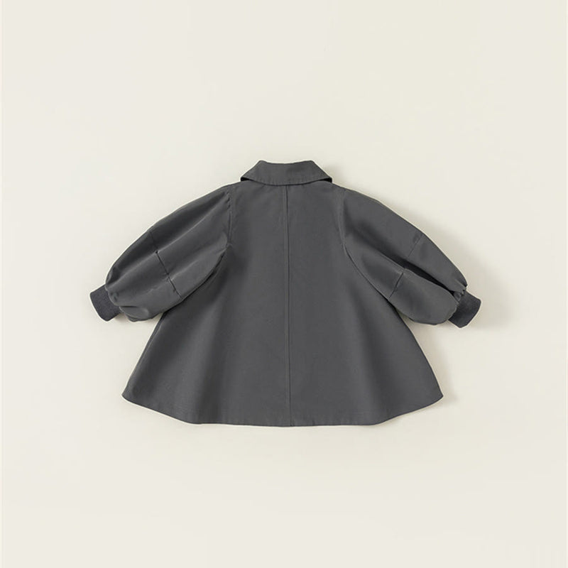 Toddler Girl Lapels Puff Sleeves Simple Coat