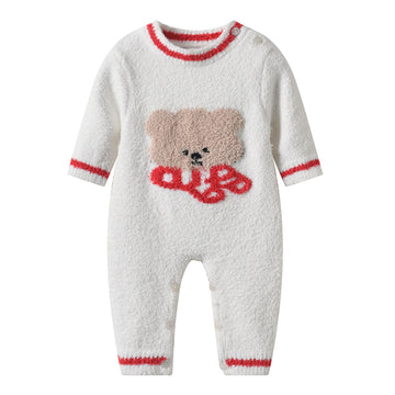 Baby Fleece Knitted Warm Cute Bear Romper