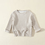 Toddler Ribbed Solid Color Ripped Sweatshirt