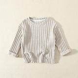 Toddler Ribbed Solid Color Ripped Sweatshirt