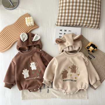 HAPPY BEAR Baby Romper with Hat