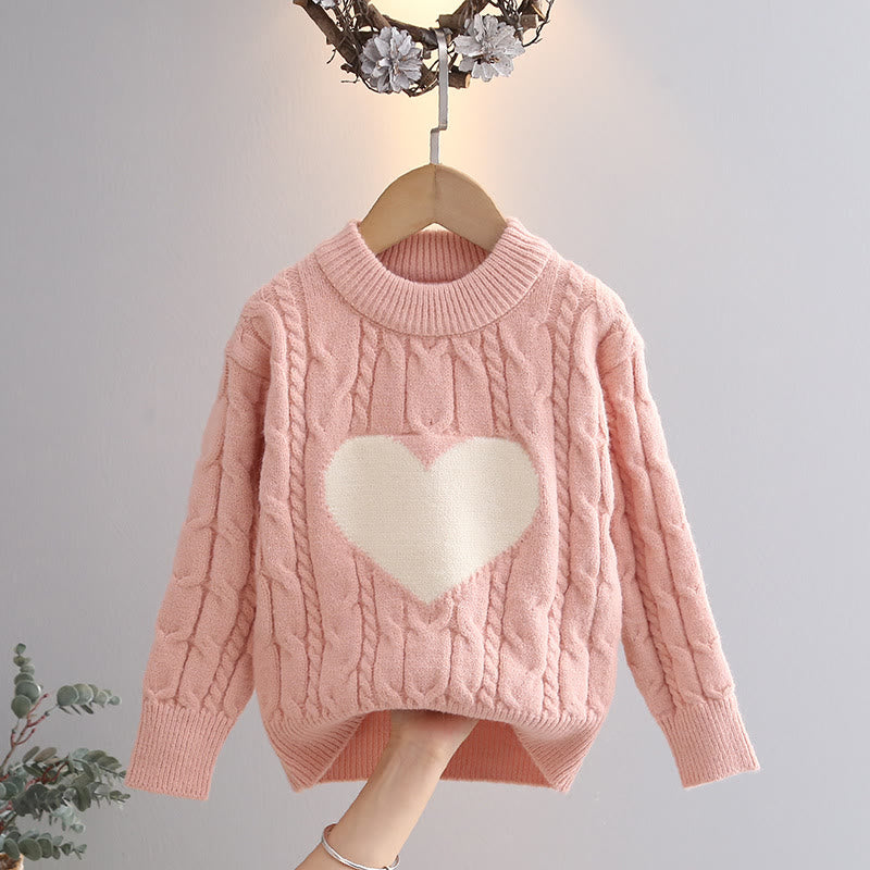 Toddler Heart Knitted Loose Thick Sweater