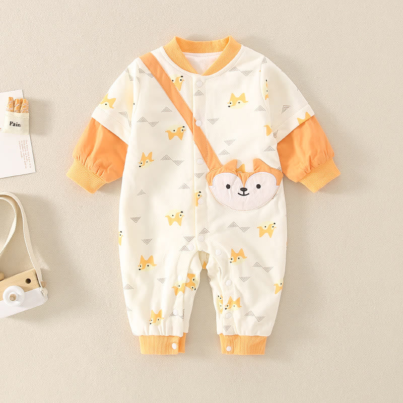 Baby Cartoon Fox Print Romper