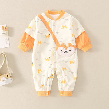 Baby Cartoon Fox Print Romper