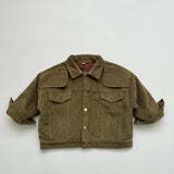Toddler Solid Color Fleece Lined Corduroy Button Coat