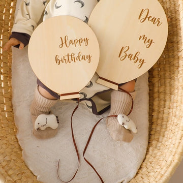 2/7pcs Wooden Baby Balloon Shape Milestone