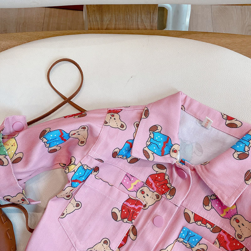 Toddler Girl Pink Bear Jacket