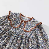 Toddler Girl Retro Flower Lapel Collar Dress