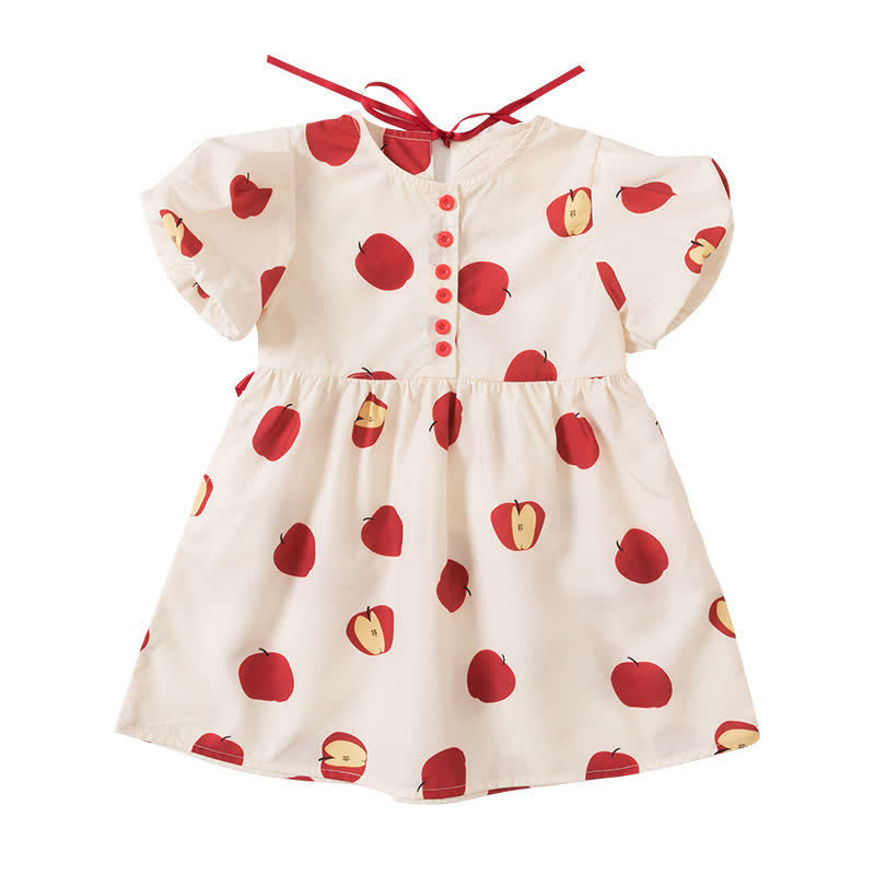 Toddler Girl Apple Puff Sleeve Dress