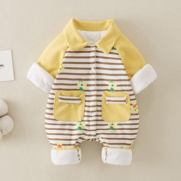 Baby Polo Striped Elephant Quilted Romper