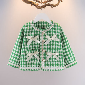 Baby Toddler Bow Pearl Button Cardigan