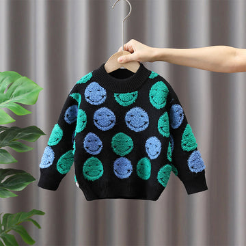 Toddler Boy Fleece Knitted Smile Sweater