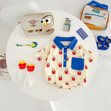 CHIPS BABY Newborn Polo Collar Bodysuit