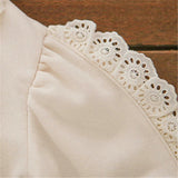 Toddler Girl Lace Sweet Solid Color Sweatshirt