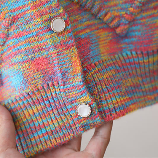 Toddler Color Block Heart Cardigan
