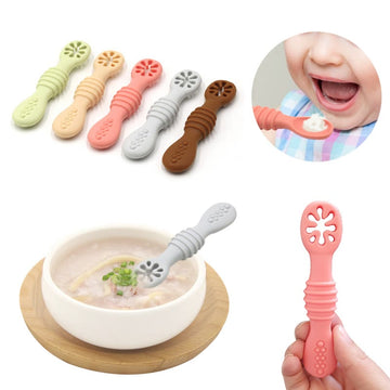 Baby Silicone  Learning Spoon Fork Tableware