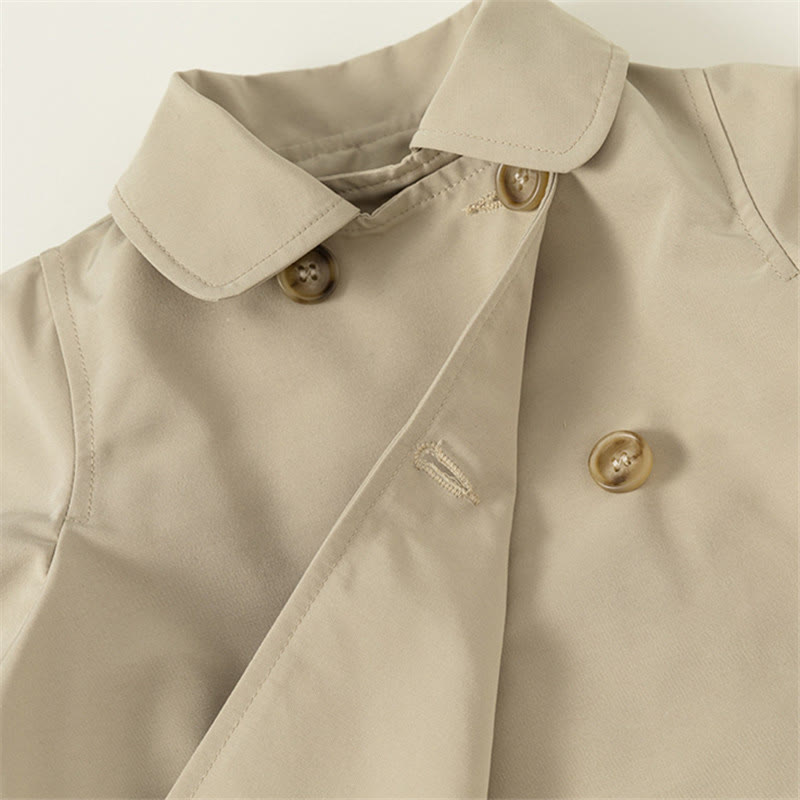 Toddler Girl Lapels Puff Sleeves Simple Coat