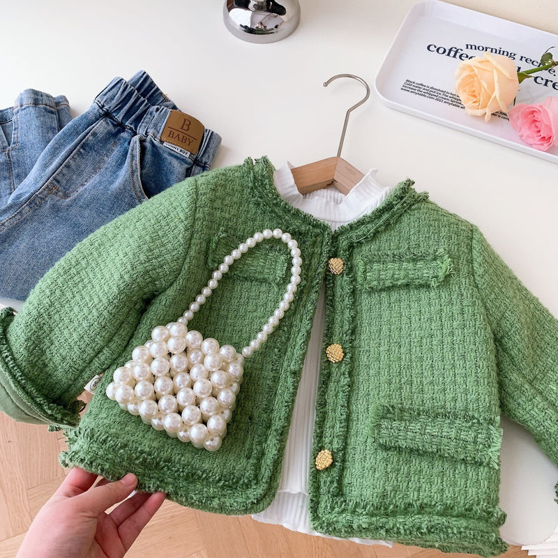Toddler Girl Green Knitted Sweet Coat