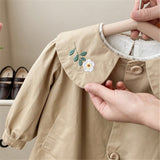 Toddler Collar Flower Button Coat