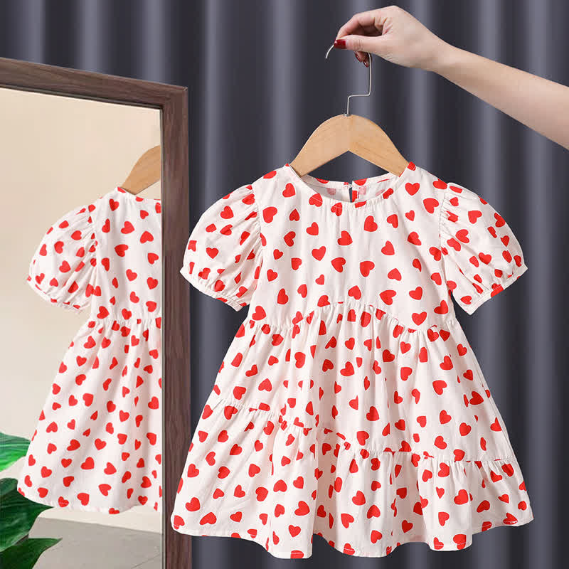 Toddler Girl Heart Puff Sleeve Dress