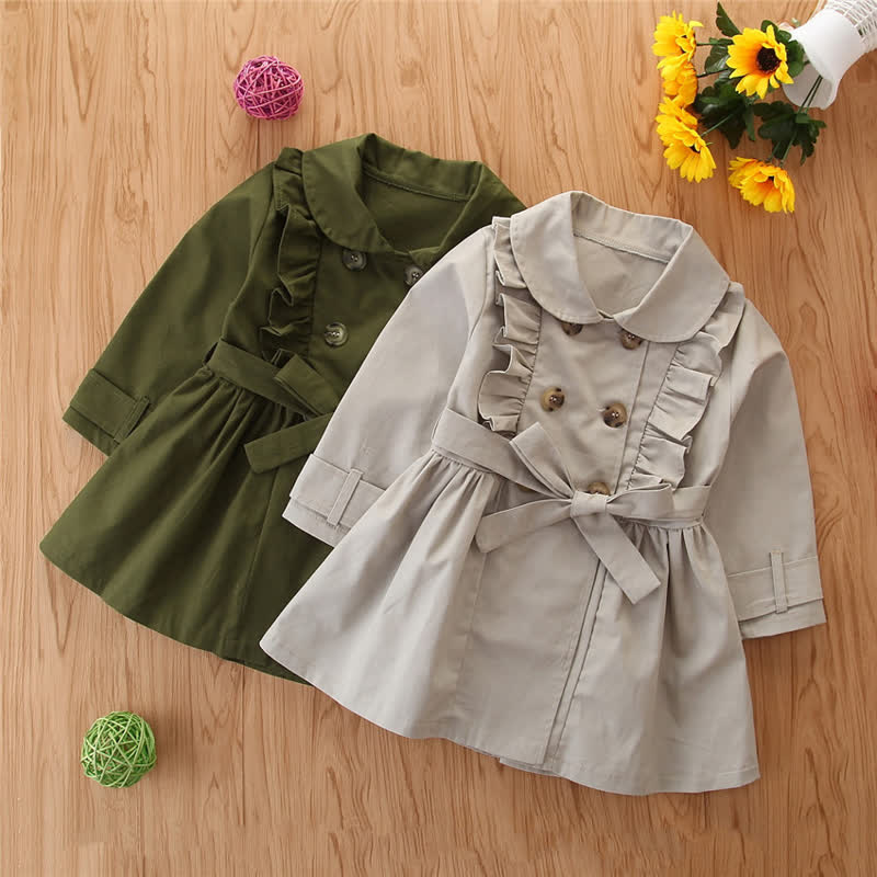 Toddler Girl Ruffle Trim Solid Color Coat
