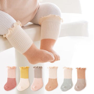Baby Color-block Ruffled Edge Socks