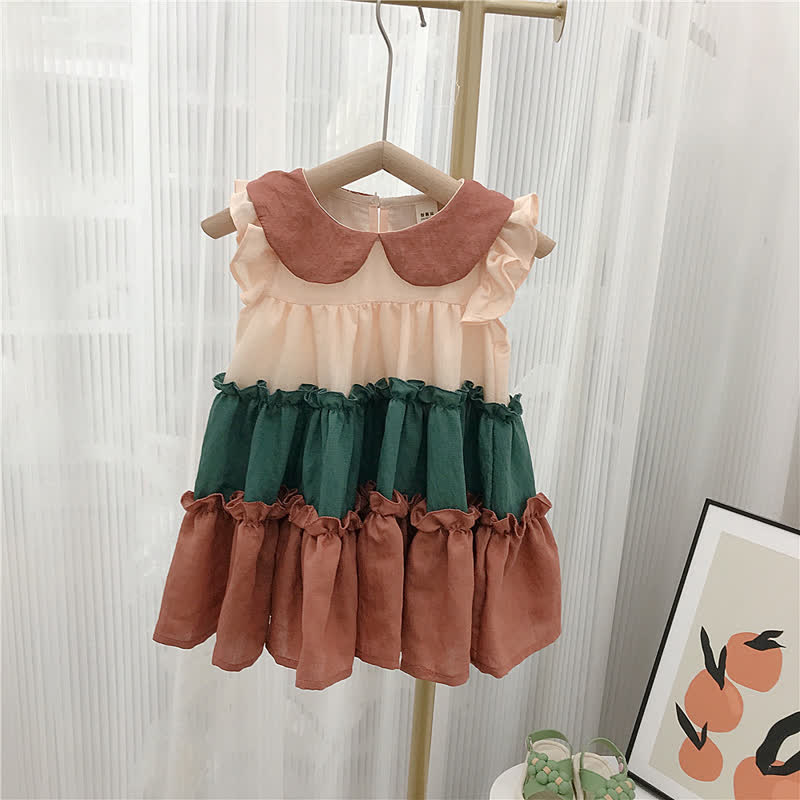 Toddler Girl Peter Pan Collar Splicing Dress