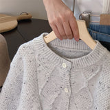 Toddler Colour Mixture Knitted Plaid Cardigan