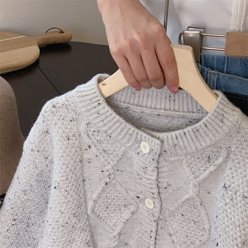 Toddler Colour Mixture Knitted Plaid Cardigan