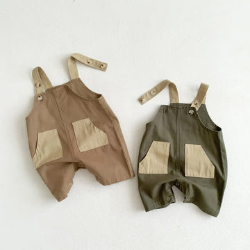 Baby Color Block Casual Overalls