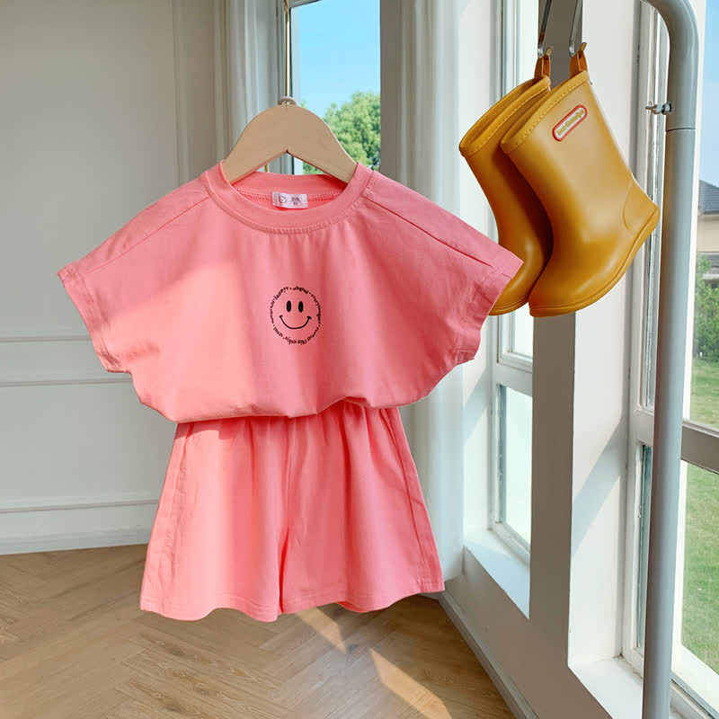 Toddler Girl Smiley Tee and Shorts Set