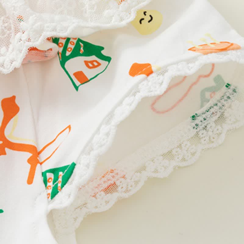 Toddler Girl Lace Collar Graffiti Tee