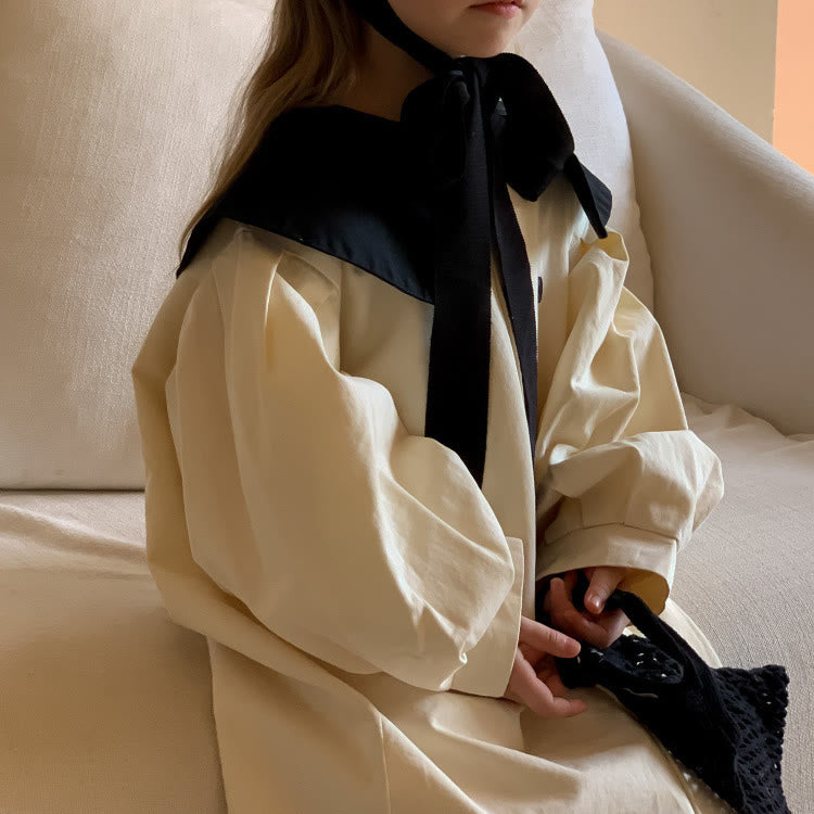 Toddler Girl Collar Preppy Style Mid-length Coat
