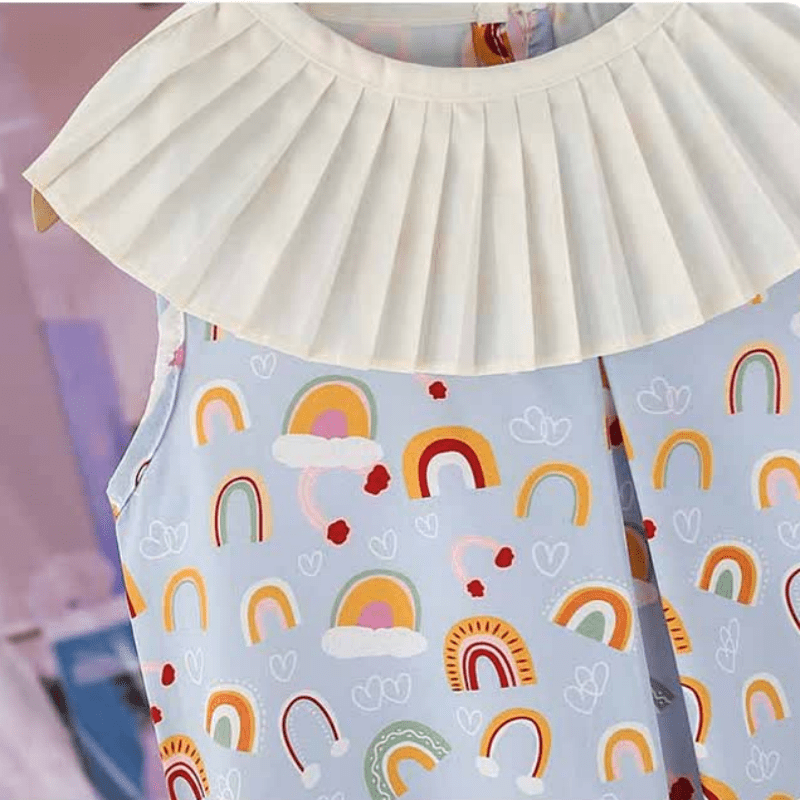 Toddler Girl Rainbow Heart Flounce Collar Dress