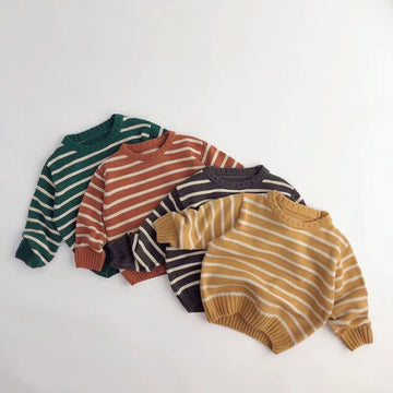 Toddler Boy Retro Striped Warm Sweater