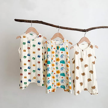 Baby Animal Sleeveless Linen Romper