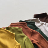 Toddler High Collar Solid Color Warm T-shirt