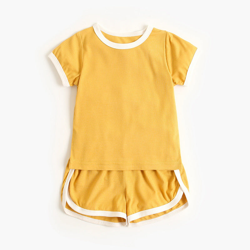 Baby Candy Color Ribbed T-shirt & Shorts Set