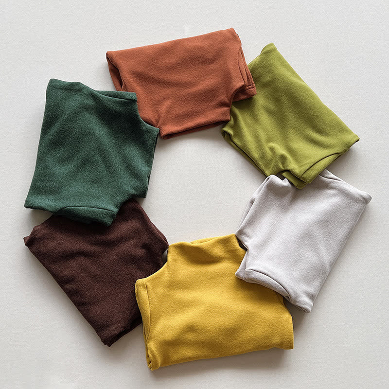 Toddler High Collar Solid Color Warm T-shirt
