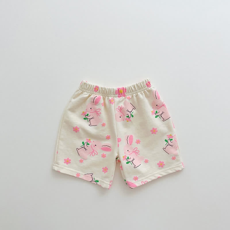 Baby Toddler Bunny Flower Sweatshirt and Shorts Set