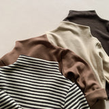 Toddler High Collar Solid Color Warm T-shirt