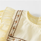 Toddler Flower Embroidered Stringy Selvedge Blouse