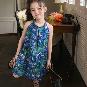 Toddler Girl Flower Halter Neck Dress